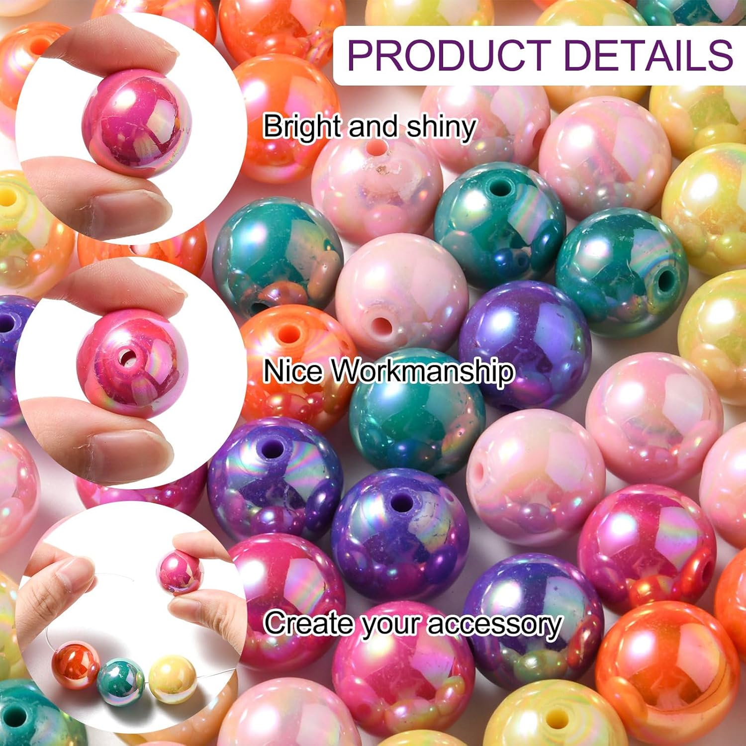 KitBeads 111pcs 20mm Random Round Chunky Bubblegum Ball Beads Colorful AB Acrylic Bead for Jewelry Making Necklace Bracelets Bulk - Image 4
