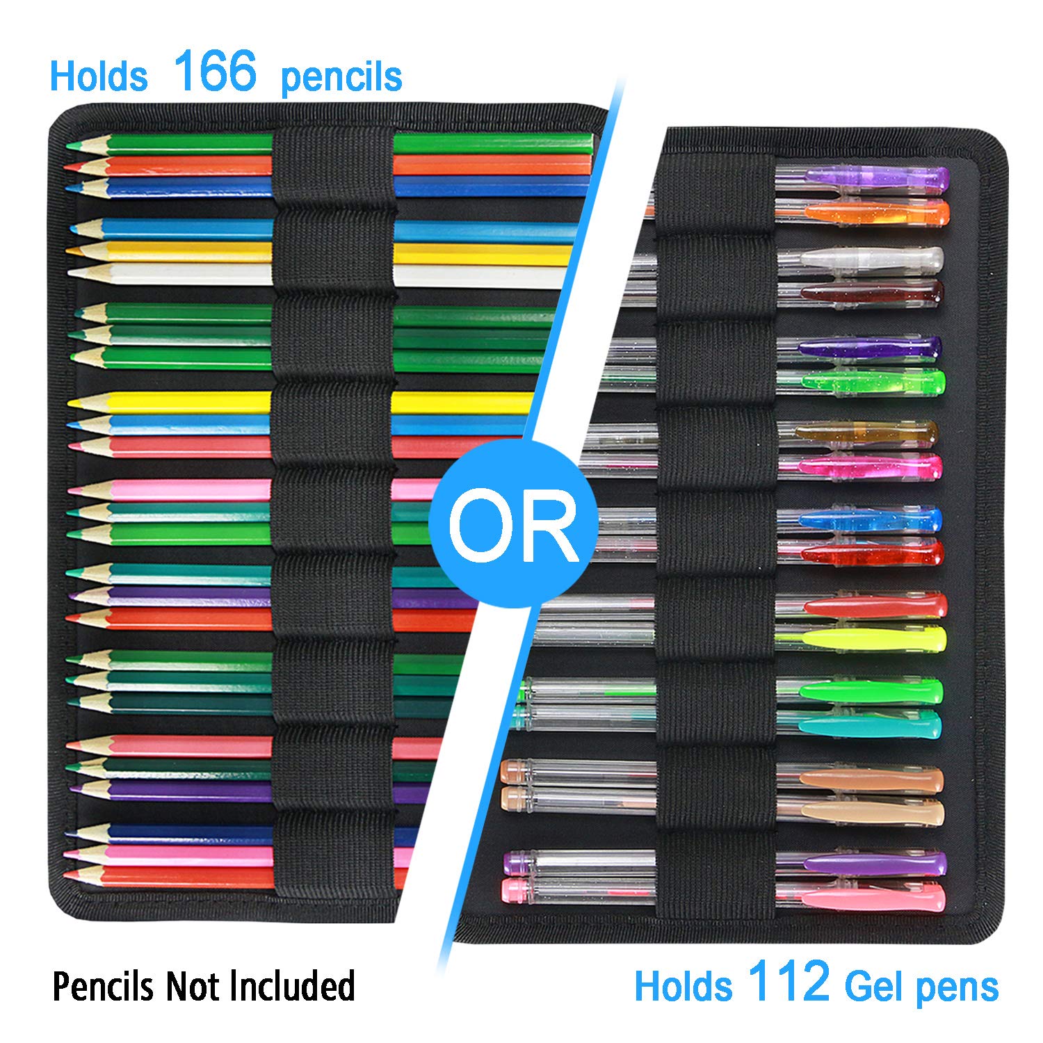 YOUSHARES 166 Slots Pencil Case 01, 166 Blau, 11.6 x 8.5 x 2.4 inches (29.5 x 21.5 x 6 cm), Reisen, Tabletts