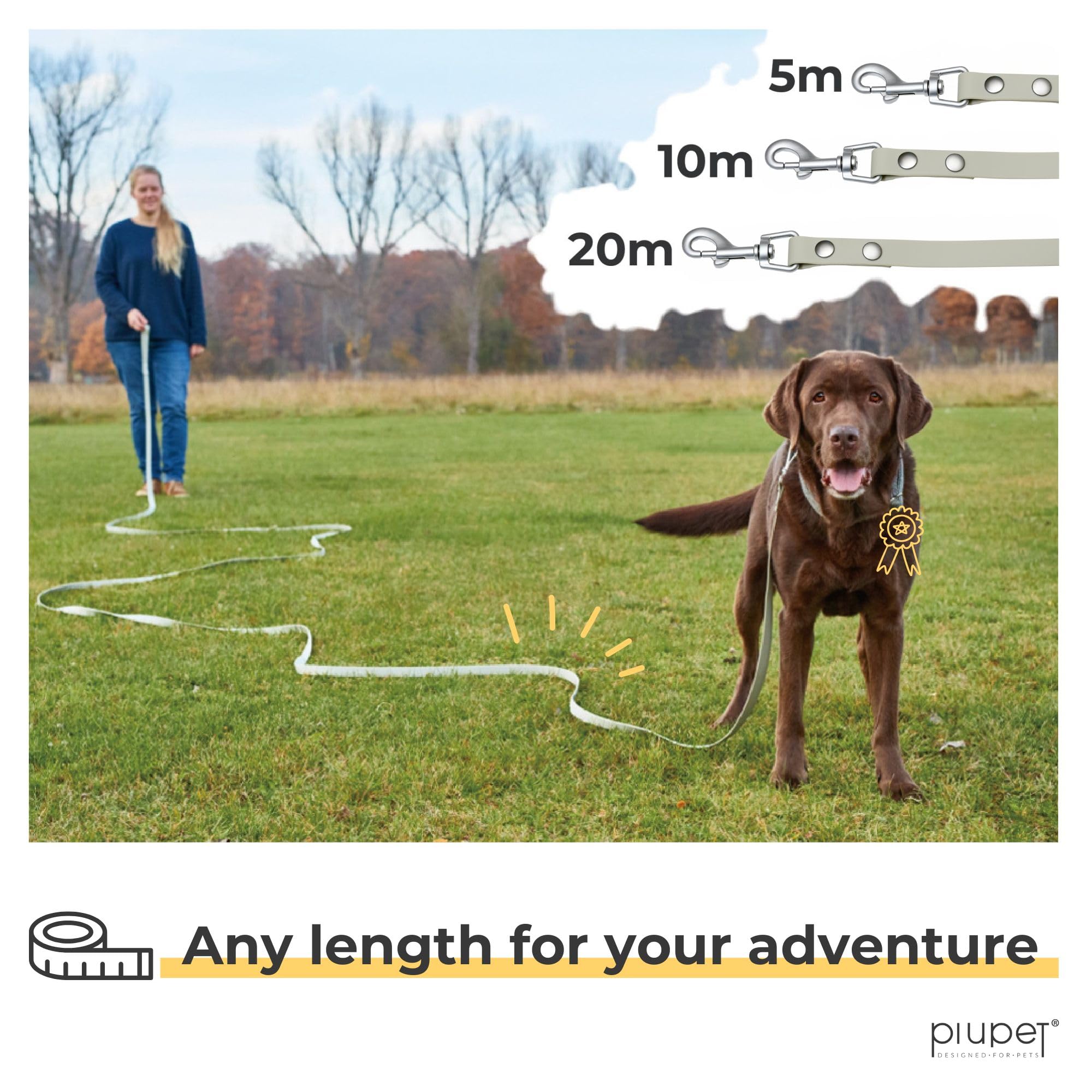 PiuPet® Tow Leash for Dogs 5m I 10m I 20m I Water Repellent I Dog Training Leads for Large Dogs I Long Dog Leads I Training Dog Lead I Dog Lead Long - Image 3