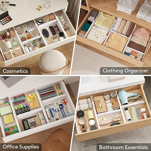 Miniatura 7 de Lifewit Paquete de 12 separadores de cajones de cocina de 2.36 pulgadas de alto, 16 a 22 pulgadas, organizador de cajones ajustables para