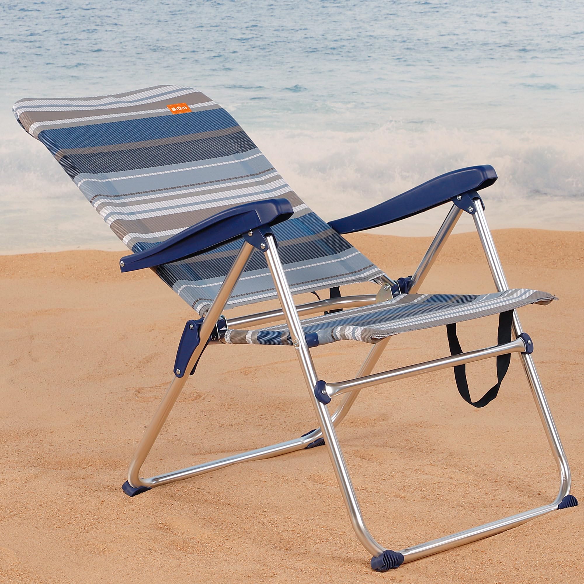 AKTIVE 62603 - Silla plegable playa alta 5 posiciones marinera