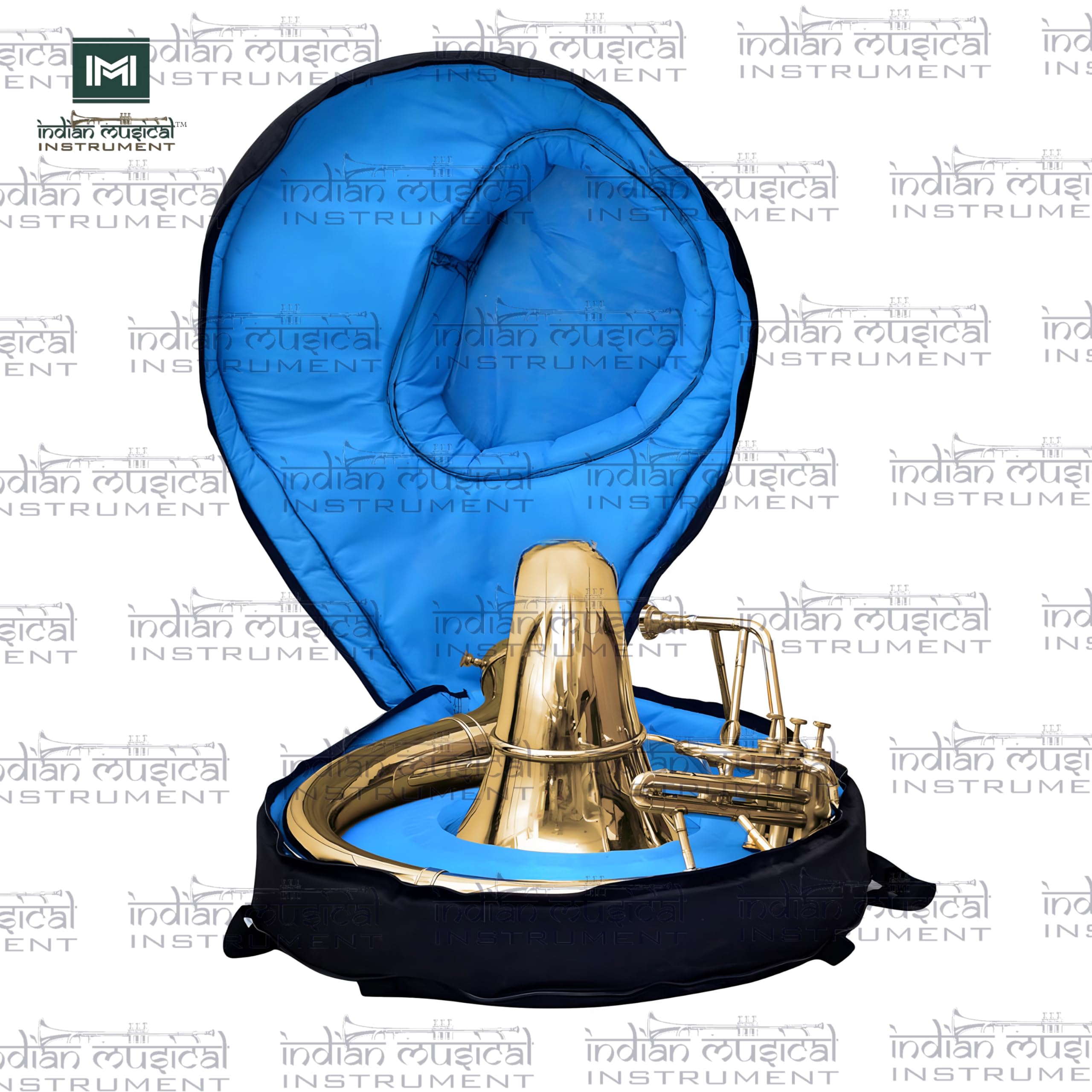 Indisches Musikinstrument Chrom Finish 61 cm King Size Sousaphon Messing BB Big Bell Tuba mit Mundstück und Tragetasche (Gold)