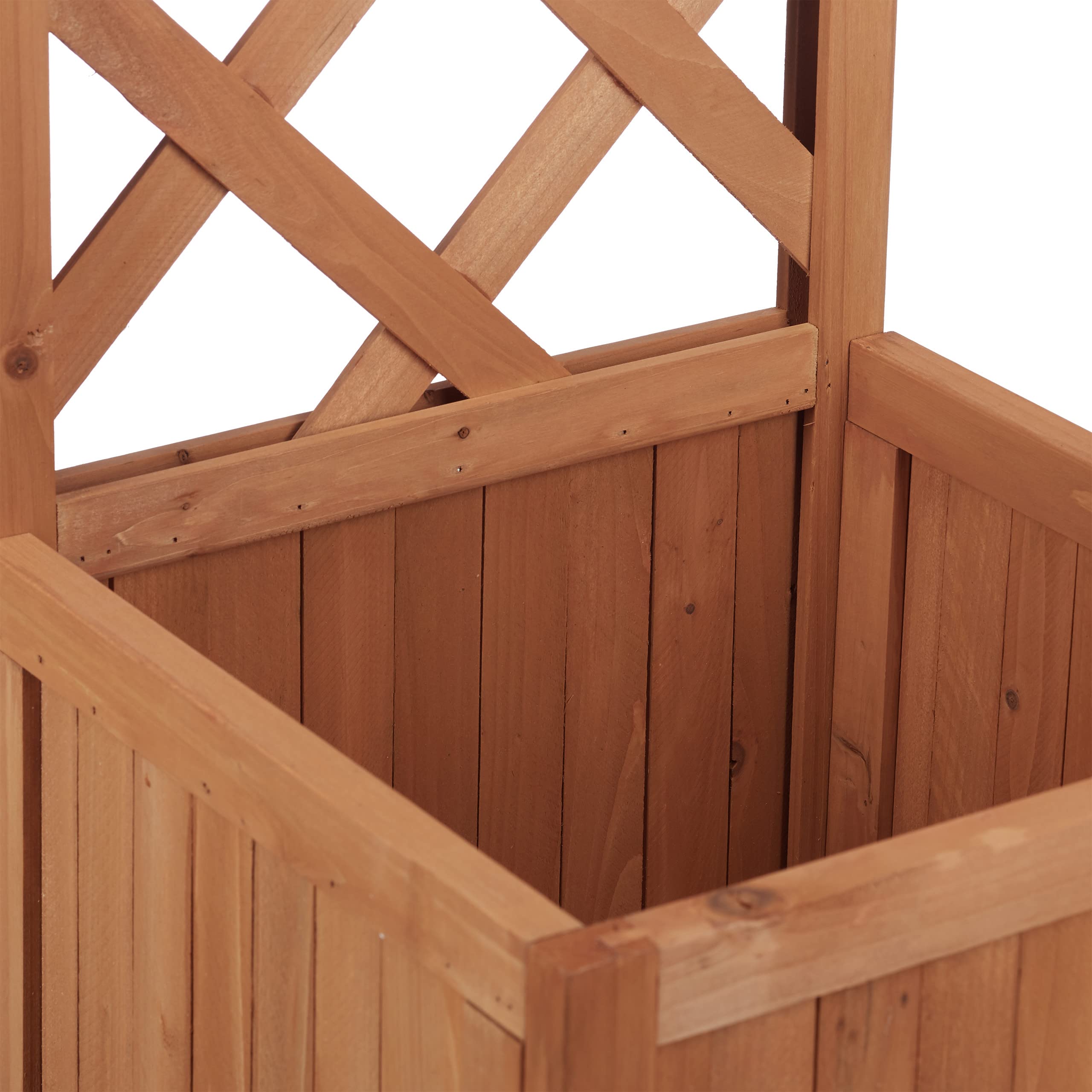Relaxdays Jardinière avec treillis bac à fleurs treillage bois jardin pot plantes résistant 25 litres 150 cm, nature