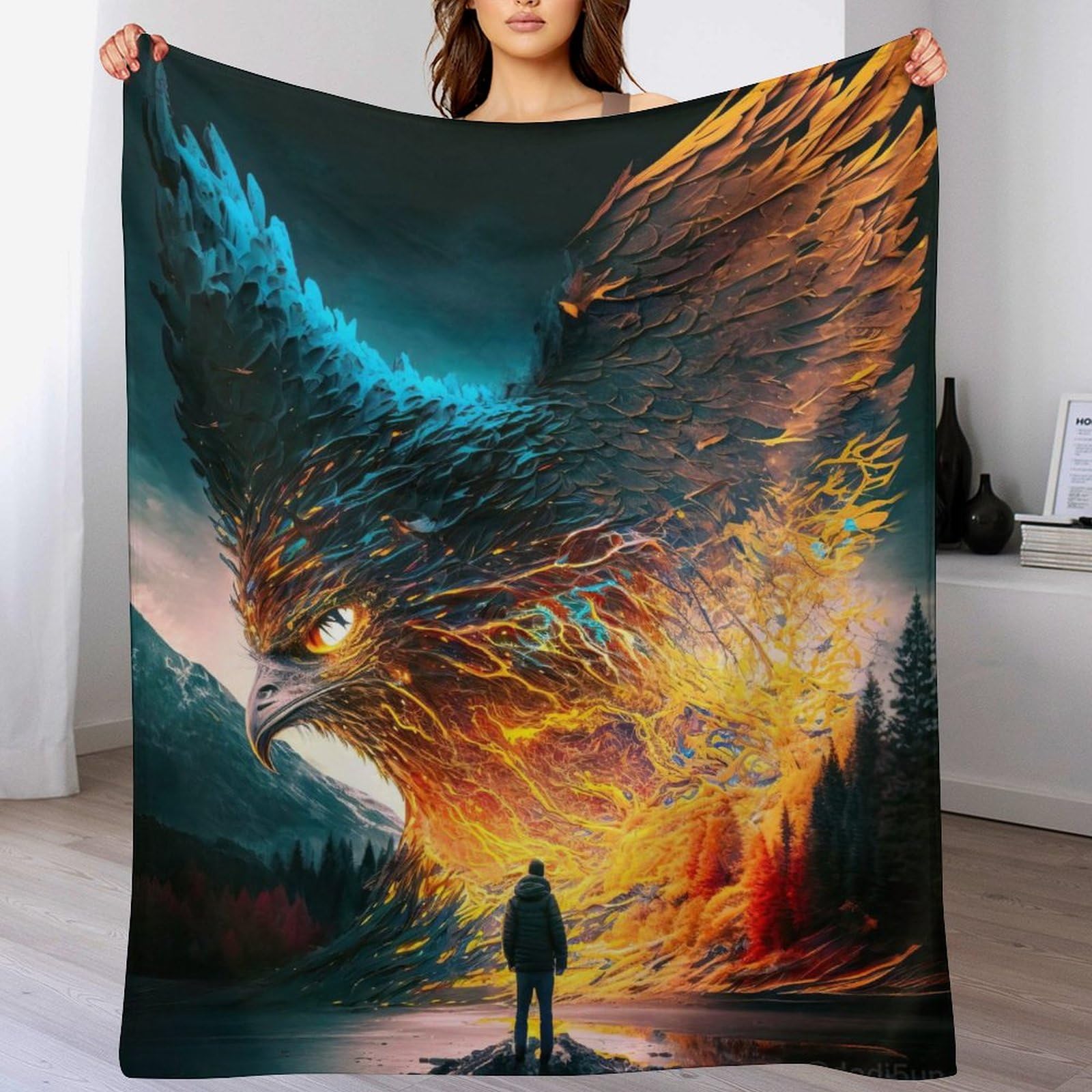 Couverture canapé chaude aigle en polaire pour des soirées cocooning confortables au salon