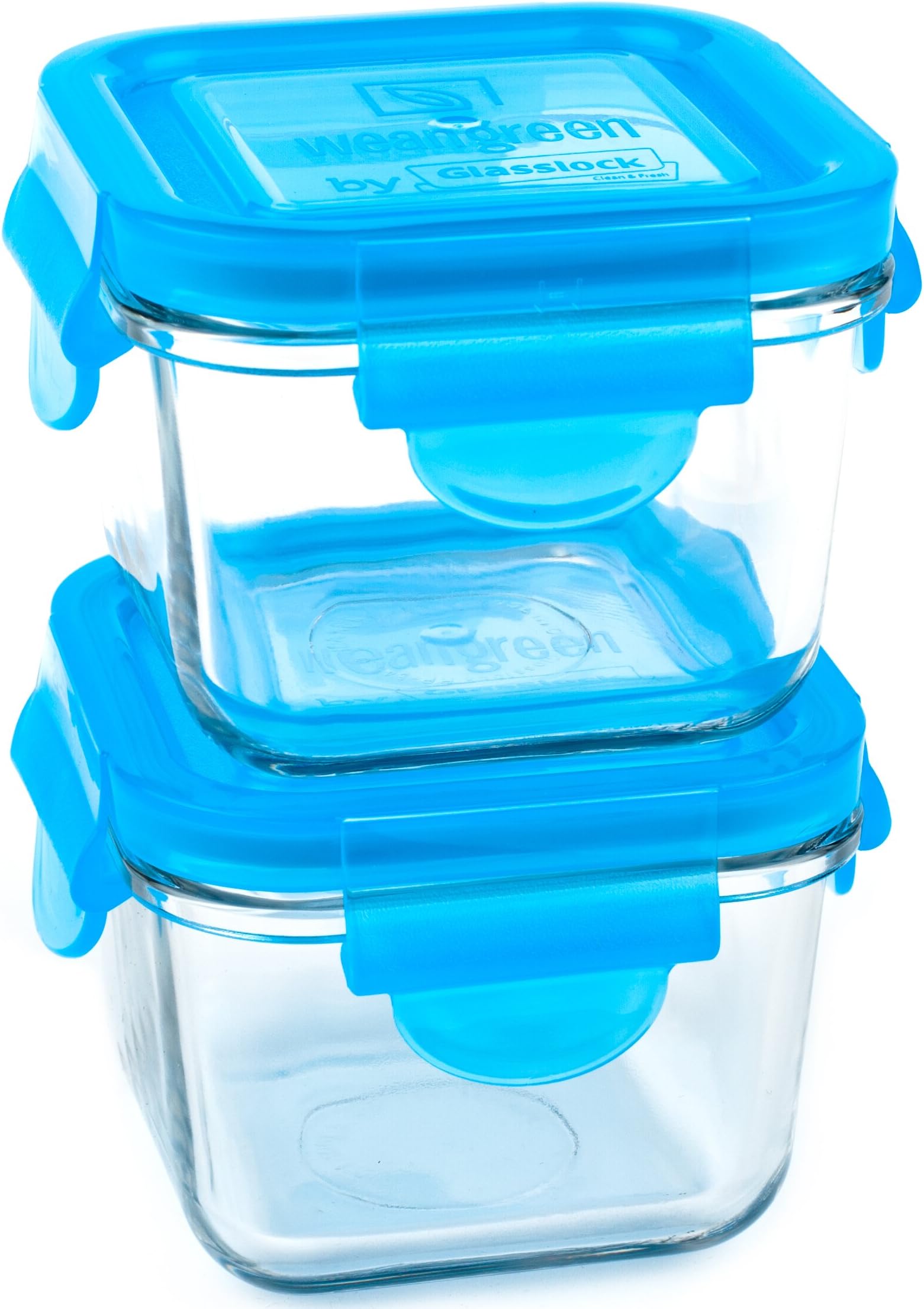 Wean Green Snack Cubes 7oz/210ml Baby Food Glass Containers - Blueberry (Set of 2)