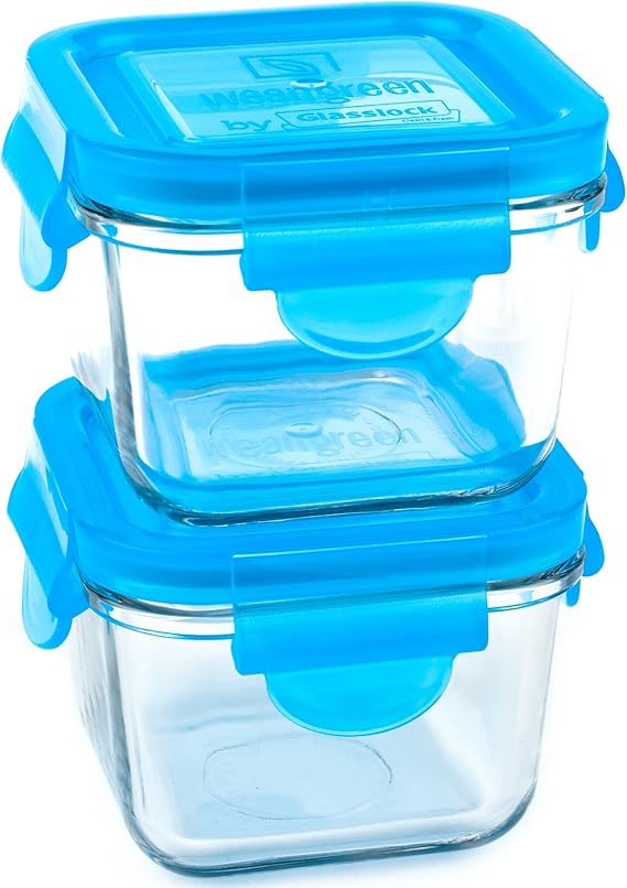 Wean Green Snack Cubes 7oz/210ml Baby Food Glass Containers