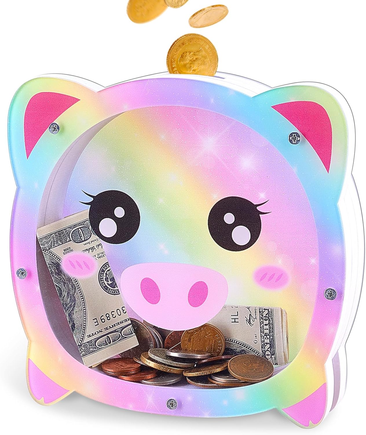 Piggy Bank Girls, Cute Pig Piggy Bank for Kids Clear Coin Bank Money
