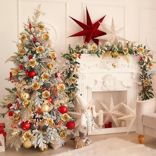 Miniatura 58 de Veryhome - Ramo de flores artificiales de seda con sensación real al tacto, ramo de boda para celebraciones en el jardín del hogar o decoración