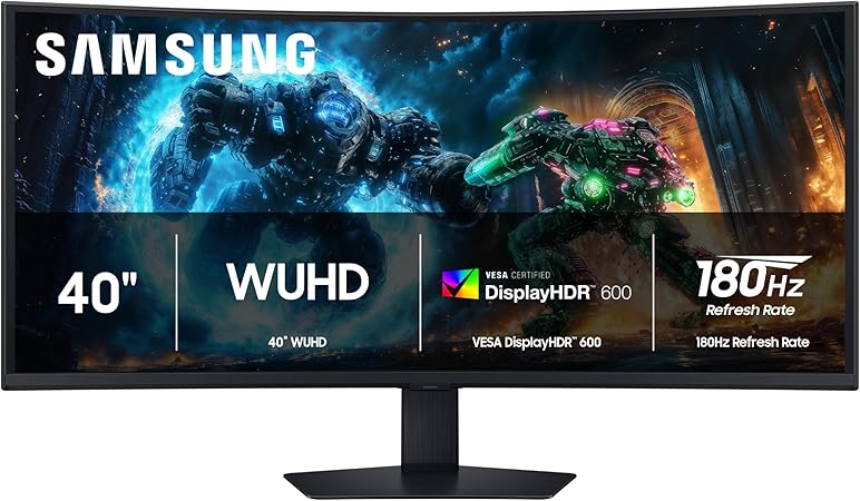 SAMSUNG 40” Odyssey G7 (G75F) WUHD Resolution, 180Hz, Curved Gaming Monitor, 1ms Response Time (GtG), VESA DisplayHDR™ 600, AMD FreeSync™ Premium Pro, LS40FG75DENXZA, 2025 SAMSUNG 40” Odyssey G7 (G75F) WUHD Resolution, 180Hz, Curved Gaming Monitor, 1ms Response Time (GtG), VESA DisplayHDR™ 600, AMD FreeSync™ Premium Pro, LS40FG75DENXZA, 2025