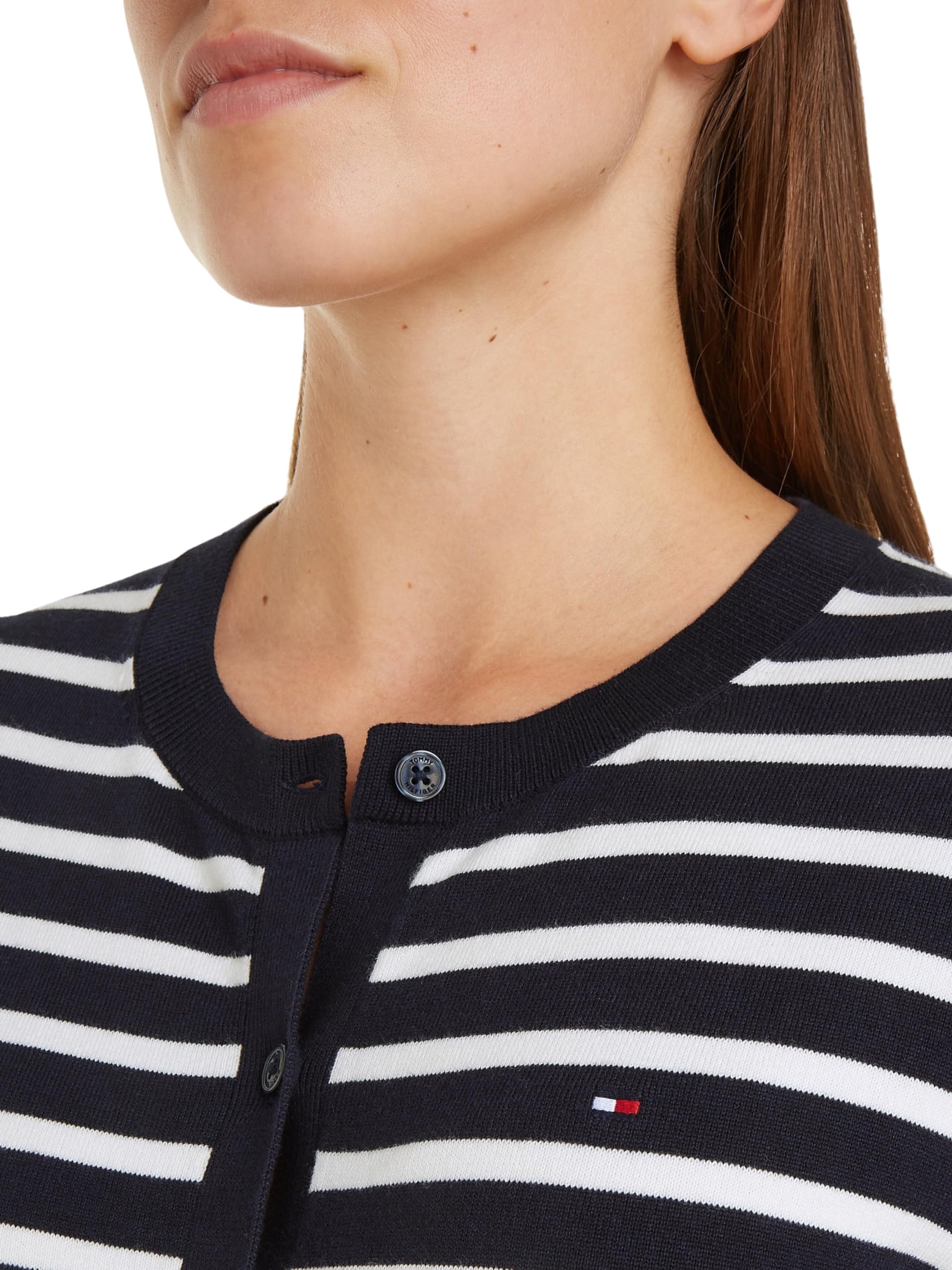 Tommy Hilfiger Damski sweter z dzianiny z dżerseju, Pustynne niebo/kość słoniowa płatek, S