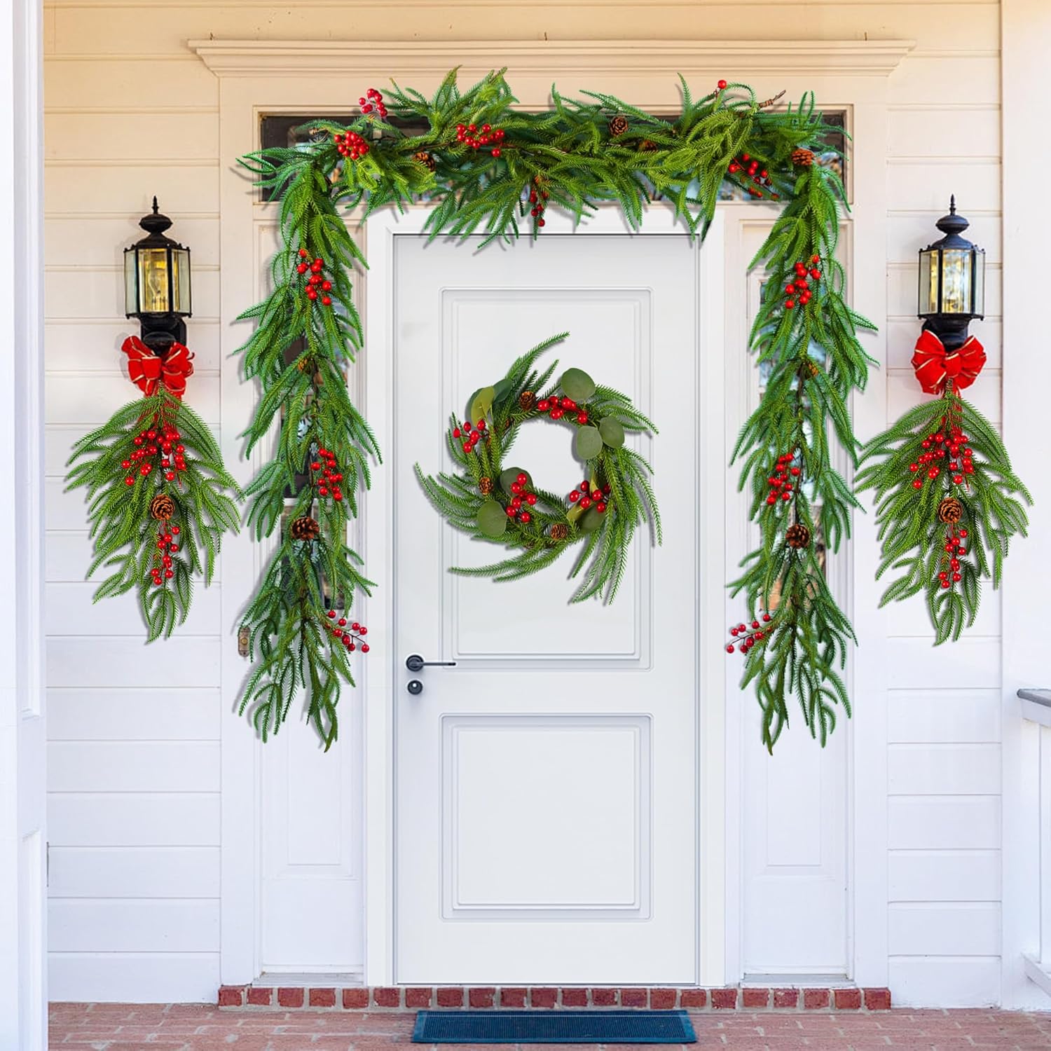 Christmas Garland with Lights 4 Pcs Artificial Norfolk