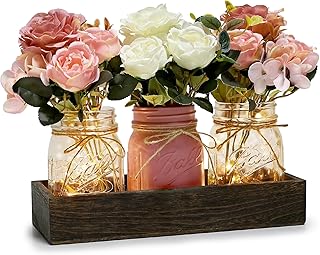 12 Round Wedding Table Decoration Ideas That Look Balanced 46 Nagobi Valentine's Day Mason Jar Centerpiece Table Decor for Dining Room...
