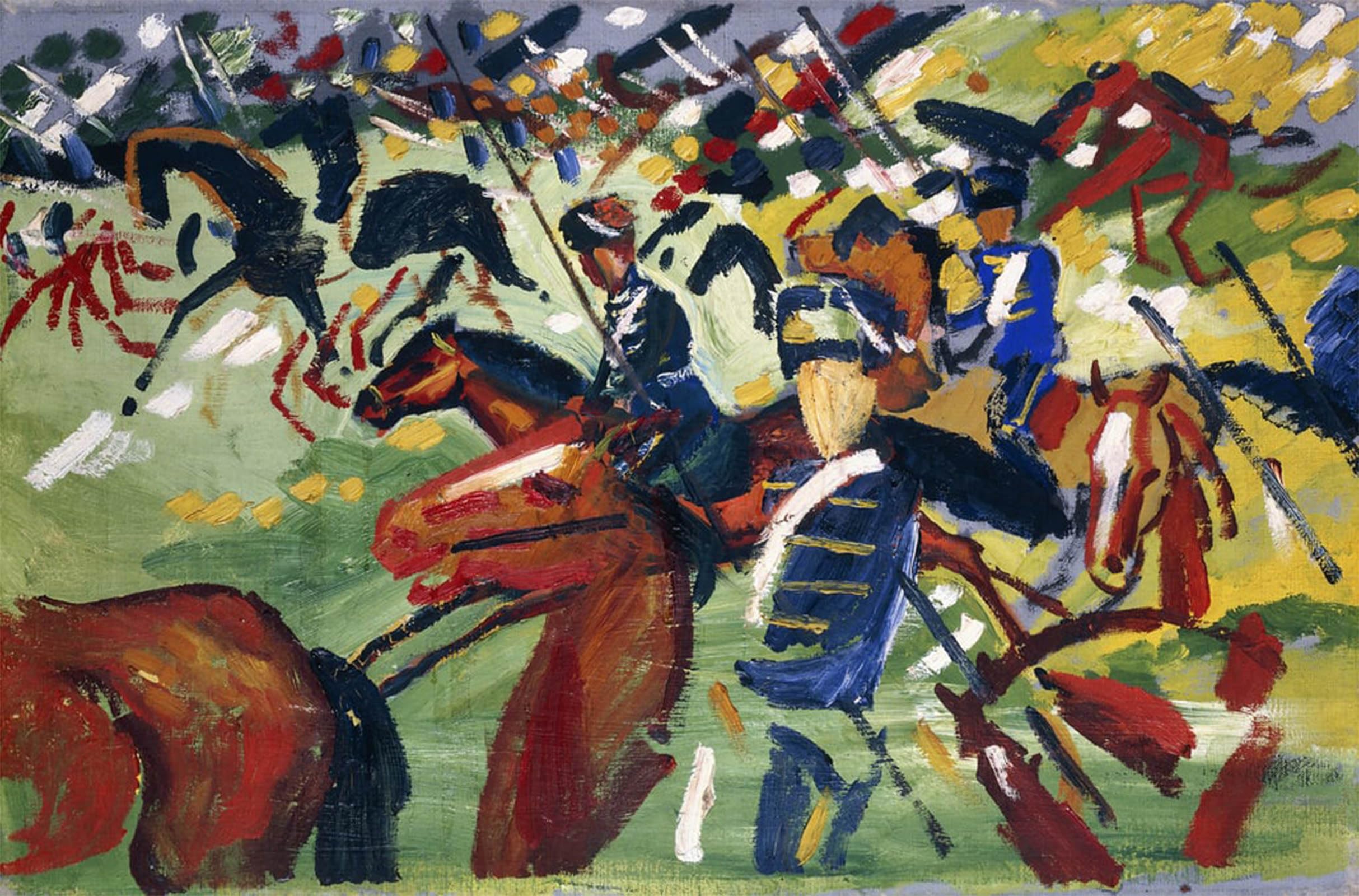 POSTERIIk Famous Animal Posters Vintage Picture Hussars Setting Out by August Macke Modern Wall Decor for Home Decor 60x90cm