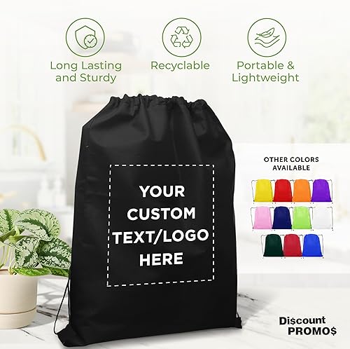 Miniatura 2 de DISCOUNT PROMOS Juego de mochilas con cordón no tejidas personalizadas de 1050100, paquete personalizado a granel