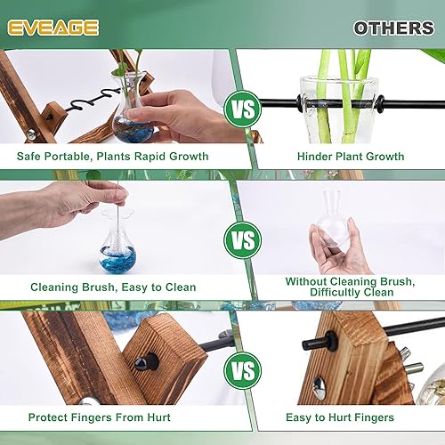 Miniatura 6 de EVEAGE Estaciones de propagación, estación de propagación de agua para plantas, macetas de propagación de vidrio con luz de hadas, jarrón de