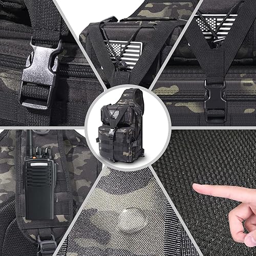 Miniatura 7 de Mochila táctica cruzada estilo militar para transportar carga ligera.