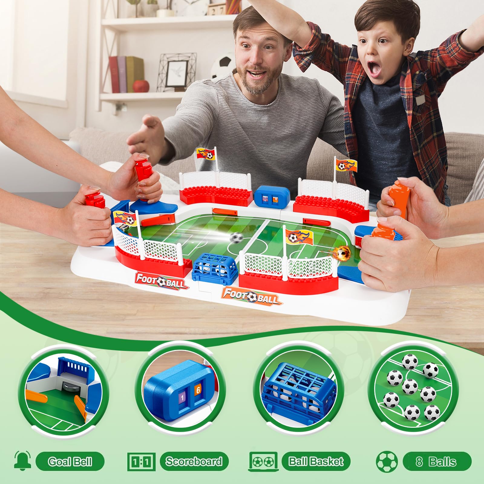 Futbolin para Niños Adultos Juguetes Niños 4-11 Años Regalos Futbol para Juegos de Mesa Mini Futbolin Regalo 4 5 6 7 8-12 Años, Fútbol Navidad Cumpleaños Copa del Mundo 2026