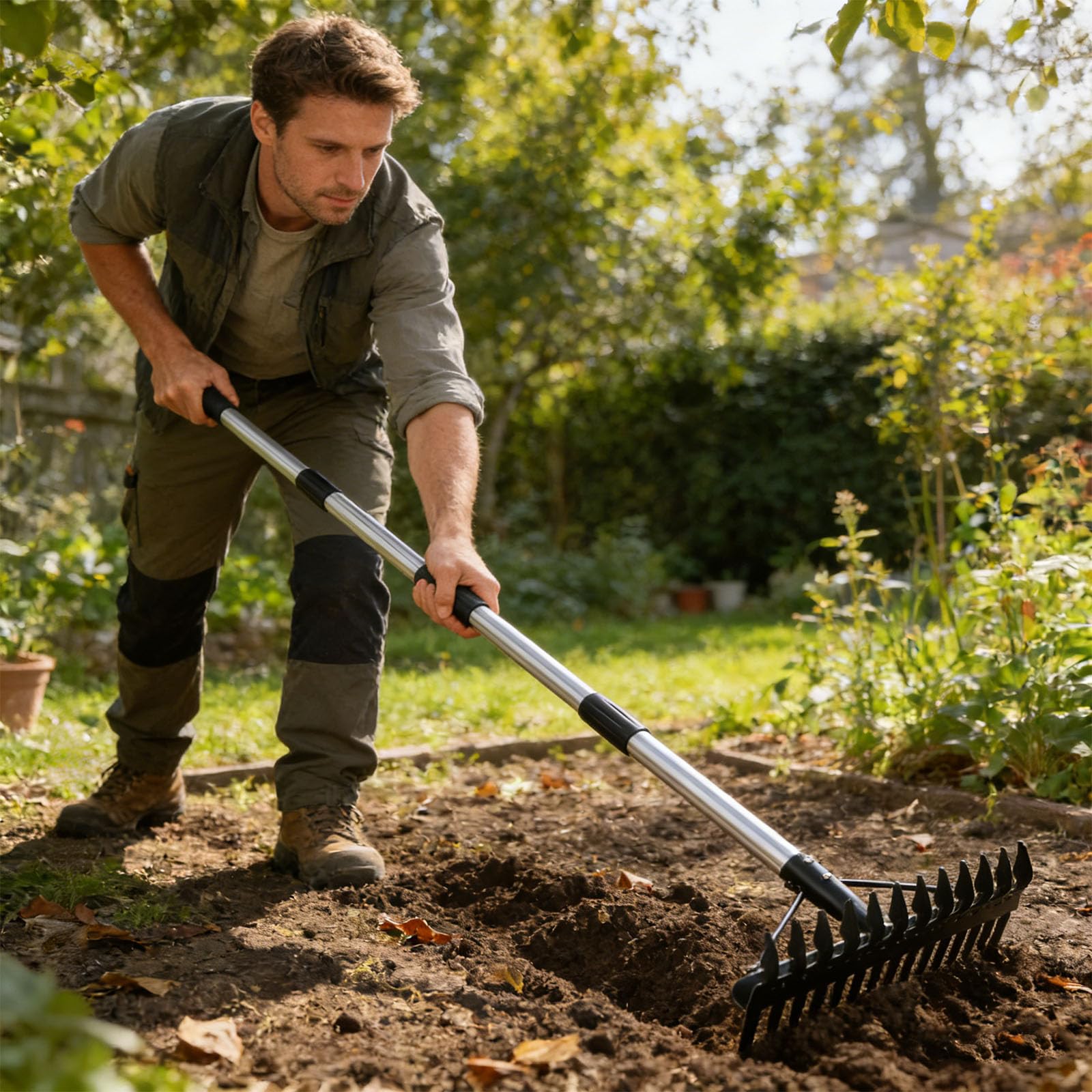 Outil multifonction en acier inoxydable, idéal pour couper l'herbe et la collecte des déchets dans les jardins résidentiels