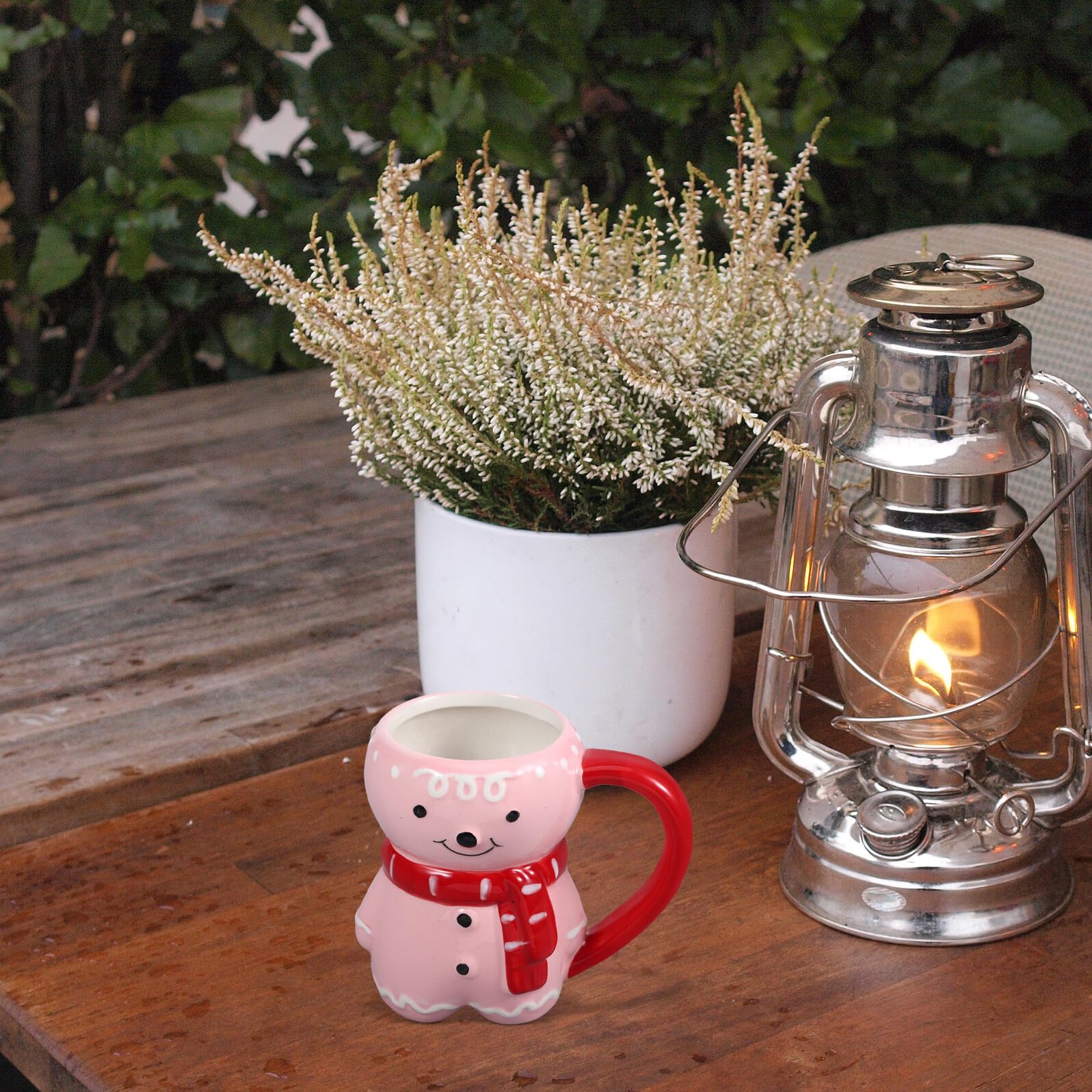 Housoutil Taza de Cerámica Navideña Forma de Hombre de Jengibre Taza para Café y Té para Decoración de Fiesta de Navidad Casa