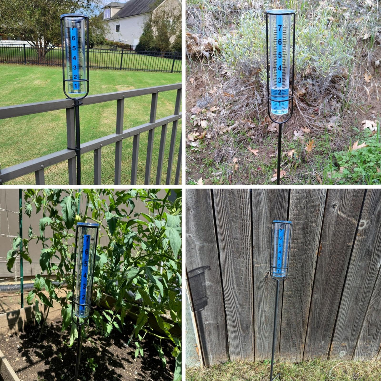 SagaSave 4 pluviometri per esterni, strumenti di misurazione della pioggia, strumento di misurazione delle precipitazioni, numeri chiari e altezza regolabile, monitor di precipitazione per giardino