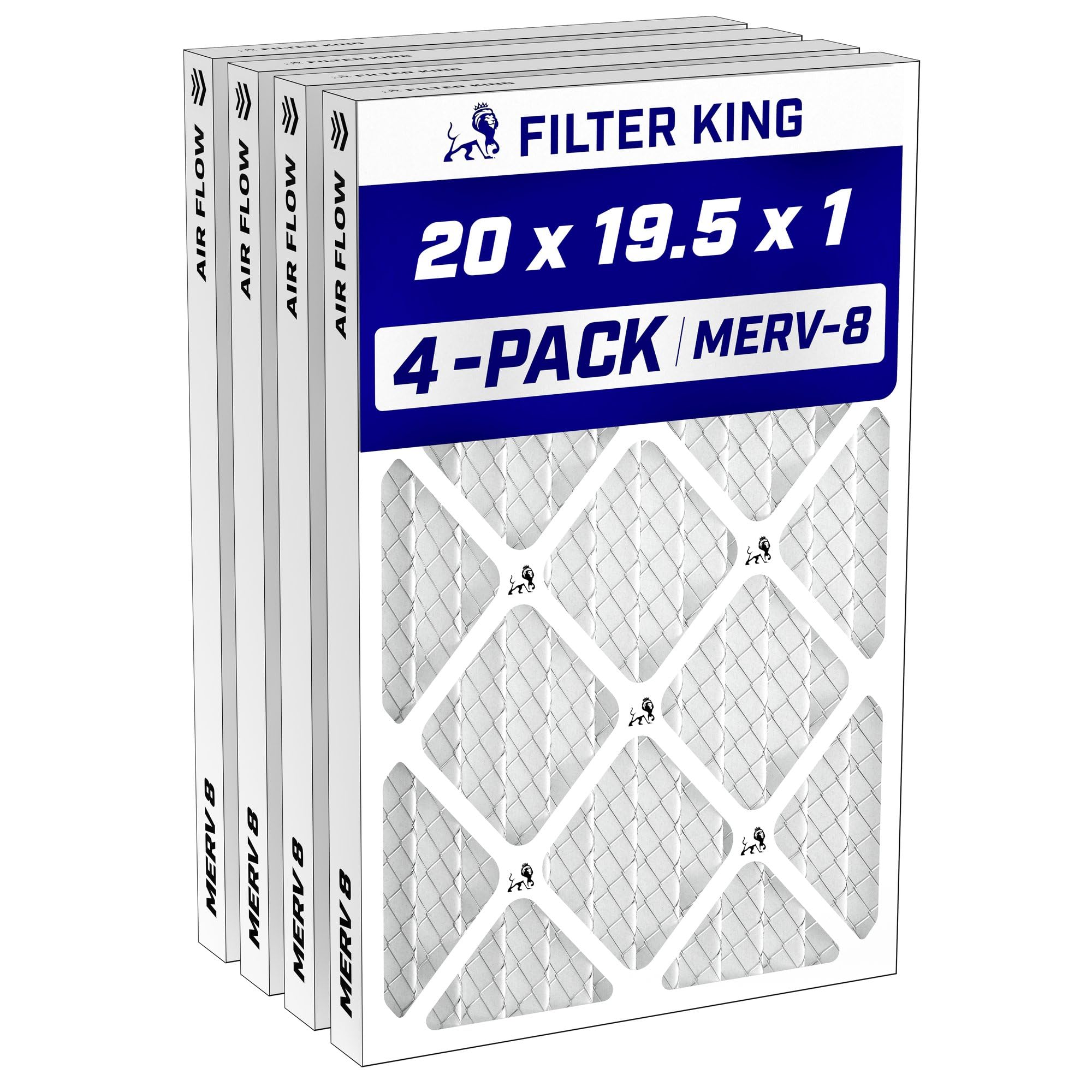 Filter King 20x19.5x1 Air Filter MERV 8, AC Furnace Filters (4