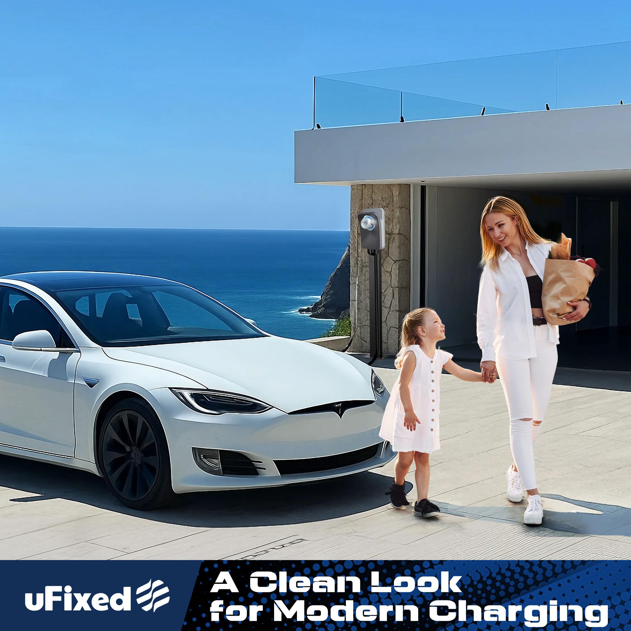 Wallbox - Pied de Support pour borne de Recharge Mobile Tesla - Station de Charge pour l'extérieur - Colonne de Charge pour borne de Recharge Mobile Tesla - Support de borne