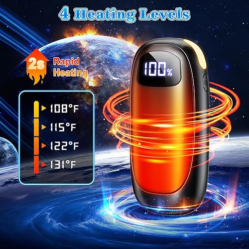 Miniatura 3 de Calentadores de manos recargables, paquete de 2 calentadores de manos eléctricos de 14000 mAh, 16 horas de calor de doble cara, máximo 131 ,