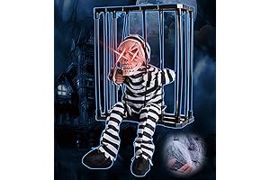 Motion Activated Skeleton Halloween Decor with Prisoner Cage