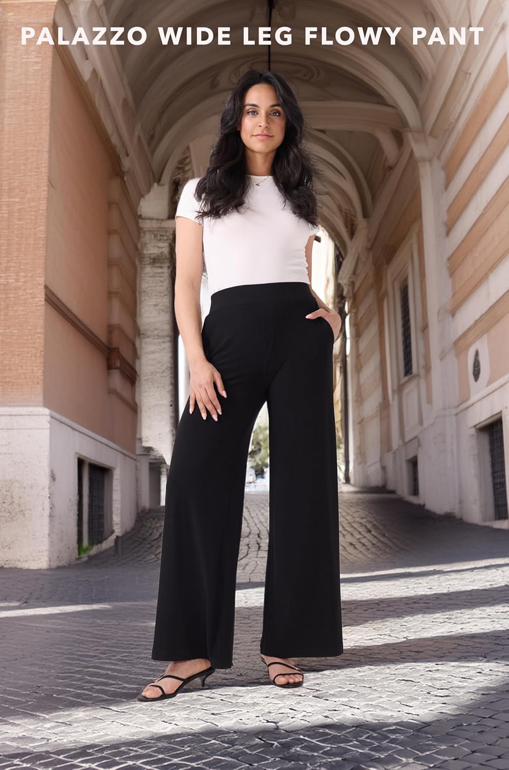 Rekucci Travel in Style Women's Stretchy Elegant Palazzo Wide Leg Pant - Image 4