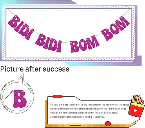 Miniatura 3 de Bidi Bidi Bom Bom Banner para despedida de soltera Baile latino mexicano Beat Latina Dance Music Beat Decoración Rosa Fuerte Glitter