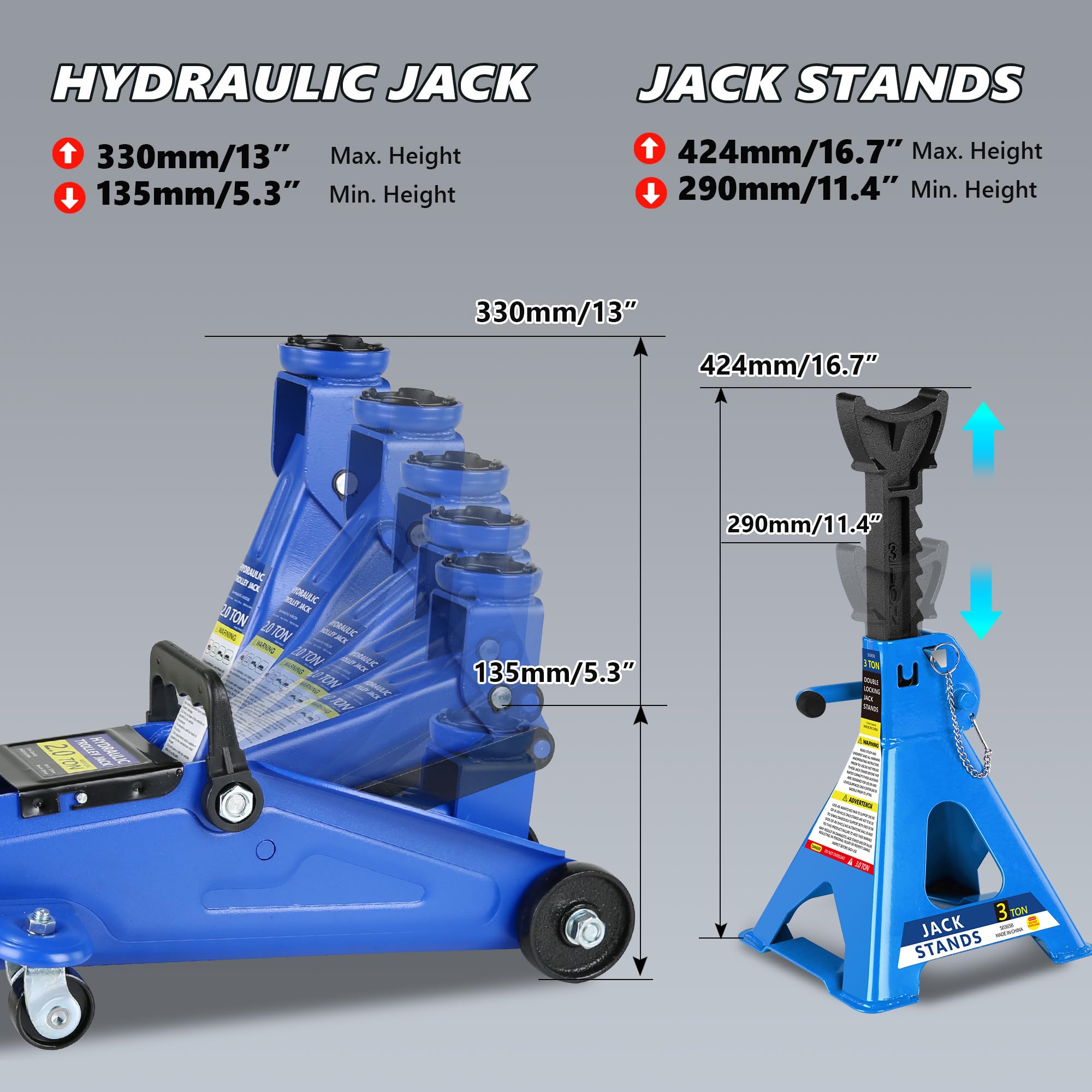 Podnośnik samochodowy o pojemności 2 ton, niski profil, garaż, podnośnik hydrauliczny, podnośnik podłogowy, z grzechotką, 3 tony, stojak do SUV, samochodu i ciężarówki, niebieski