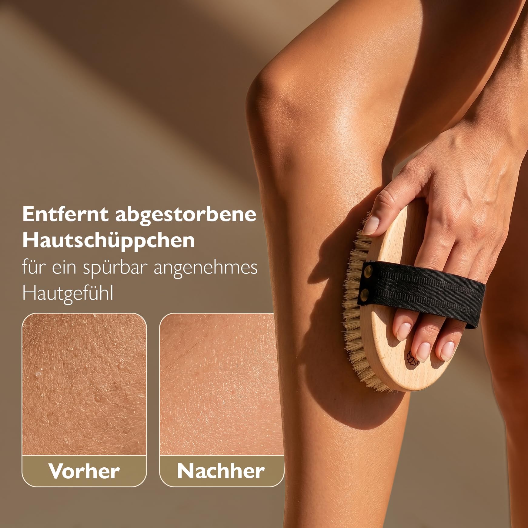 Liebenstein Trockenbürste Körper – Dry Body Brush aus Buchenholz mit Naturborsten – Körperbürste für Dry Brushing & Lymphdrainage – Massagebürste für die Haut – Made in Germany