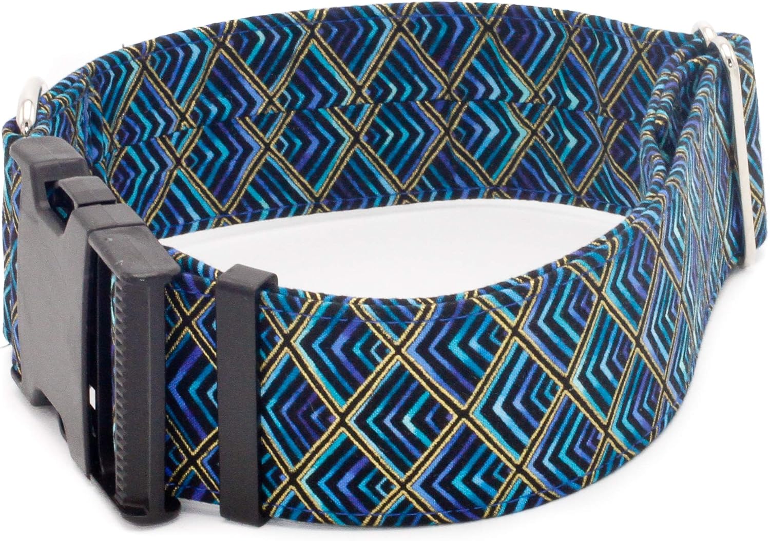 Geometric Diamonds Dog Collar 5/8" - 2" Width Buckle & Martingale (Martingale w/Buckle Collar, XL - 2" Width)