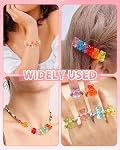 FIVEIZERO 200PCS Perles d'ours gommy acryliques claires , Couleurs transparentes mélangées, 2mm Trou horizontal, Charms d'ours mignons, pour bracelets, colliers, porte-clés, épingles à cheveux