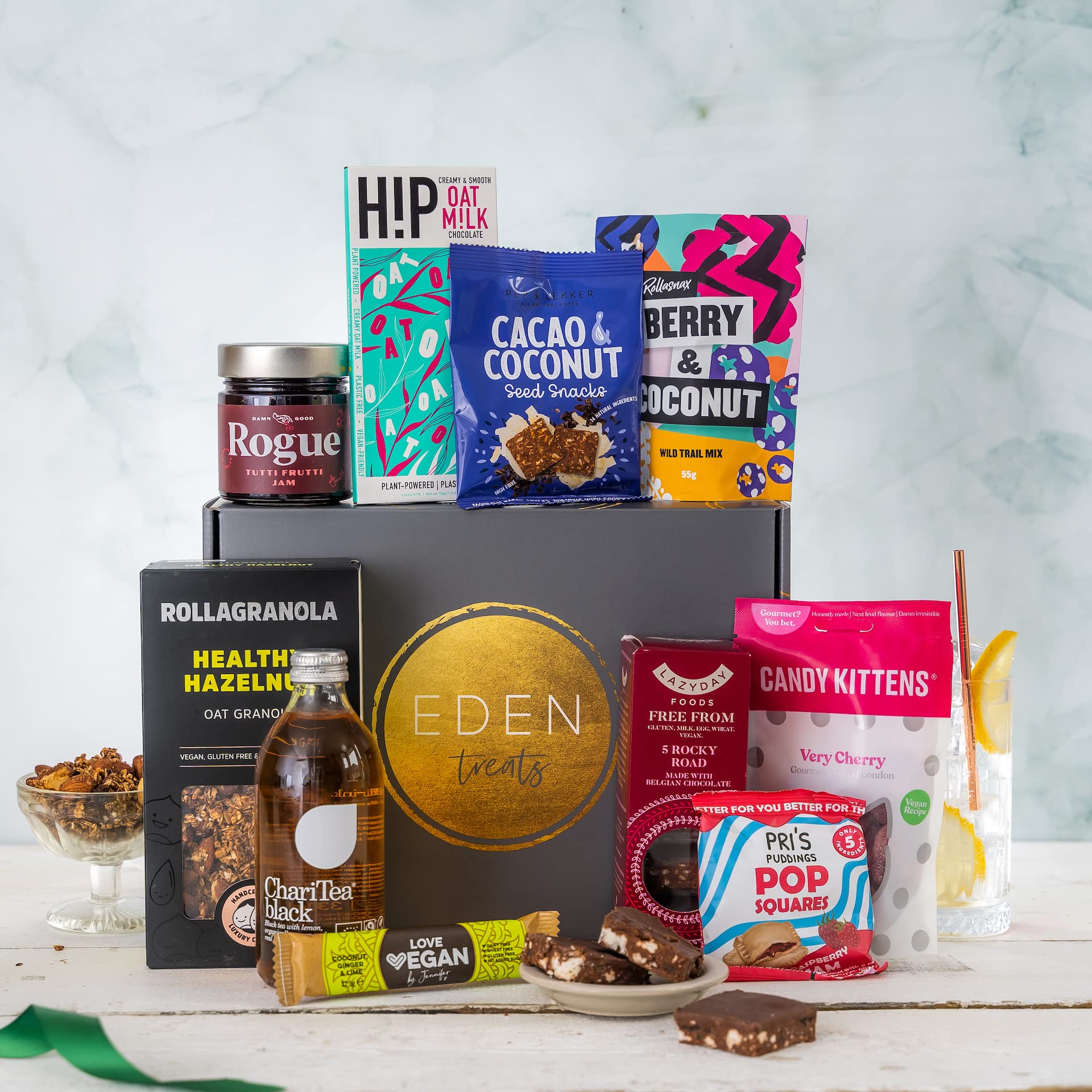 EDENTreats Gift Hamper Basket, Luxury Gourmet Gifts for Women, Men or Couples, Dairy Free, Gluten Free and Vegan Chocolate
