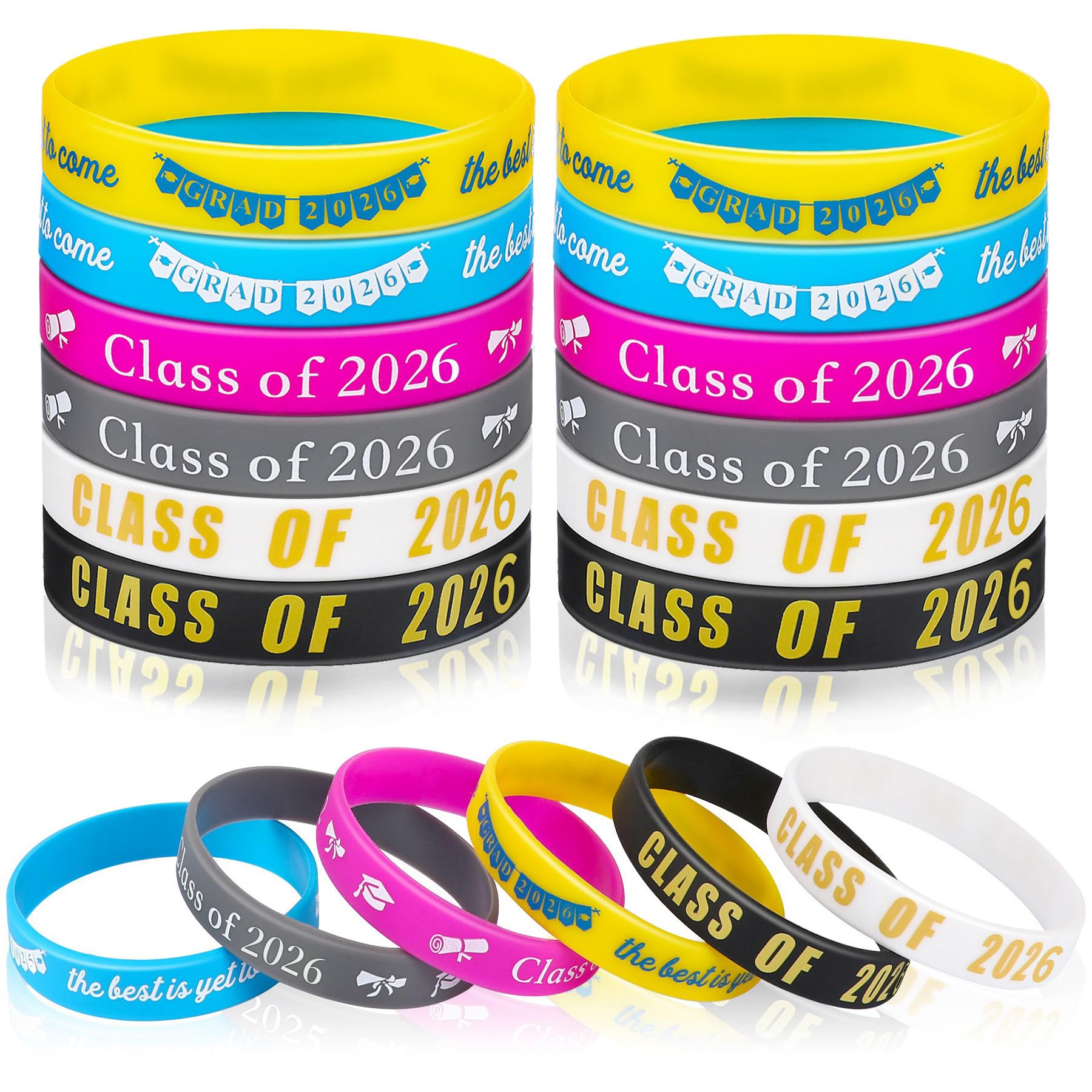 JUNEBRUSHS Class of 2025 Graduation Silicone Bracelets, Congrats Grad Rubber Bands Wristbands for Students Teachers Graduation Celebrating Party