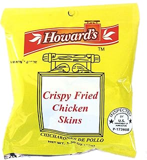 Howard's Crispy Fried Chicken Skins - Chicharrones de Pollo, 1.5oz, Pack of 4