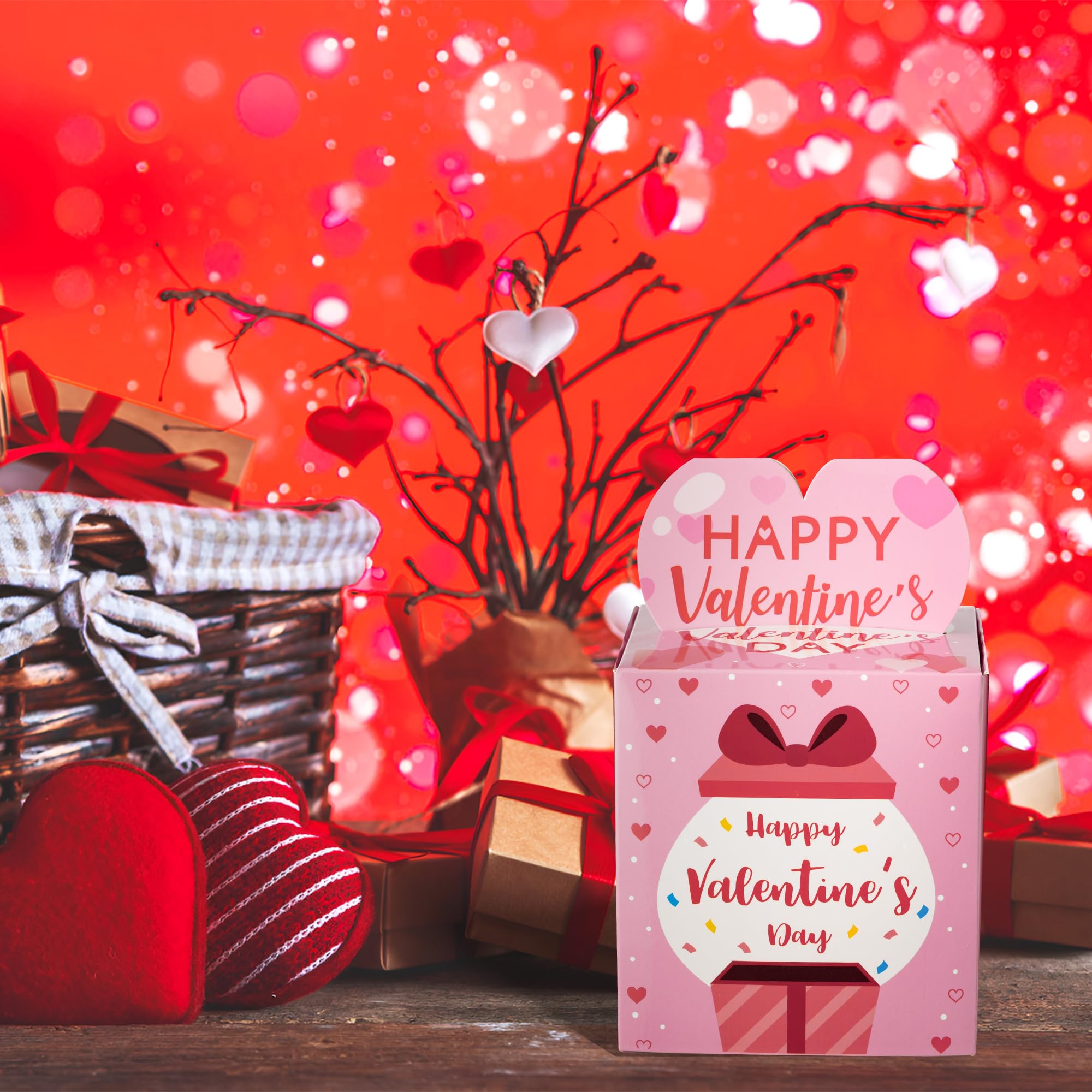 4x Valentinstag-Spardose Mit Grußkarte – Geld Ziehen, DIY | 14 Cm, Bunt, Mit Transparenten Tüten