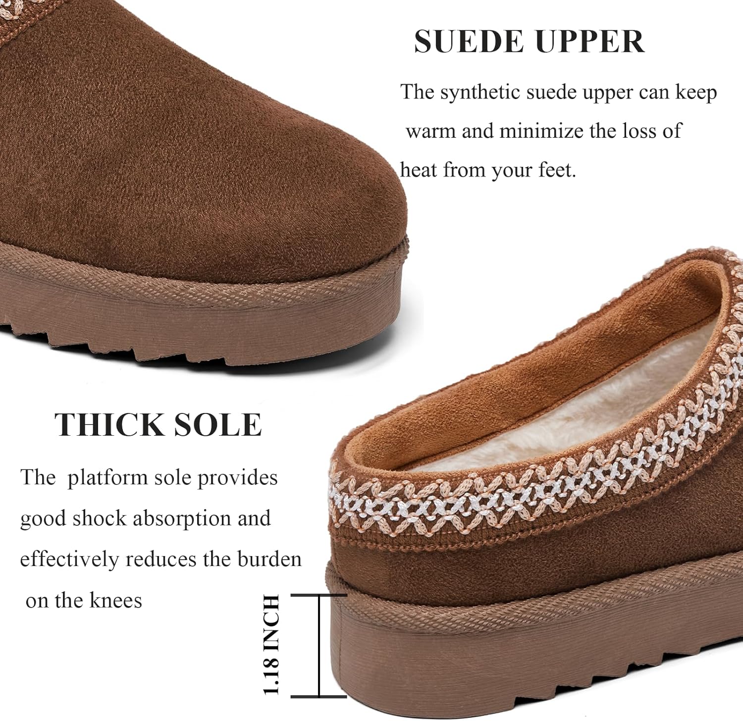 Women's Slippers Platform Mini Boots Anti-Slip Boot For Outdoor Short Ankle Boot Fur Fleece Lined Sneakers House slippers - Image 5