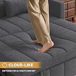 Sleeper Loveseat, 3-in-1 Convertible Pull Out Couch with 5 Level Adjustable Backrest, Sofa Bed with Side Pockets for Living Room, Bedroom, Easy Assembly,Light Grey,1 PCS