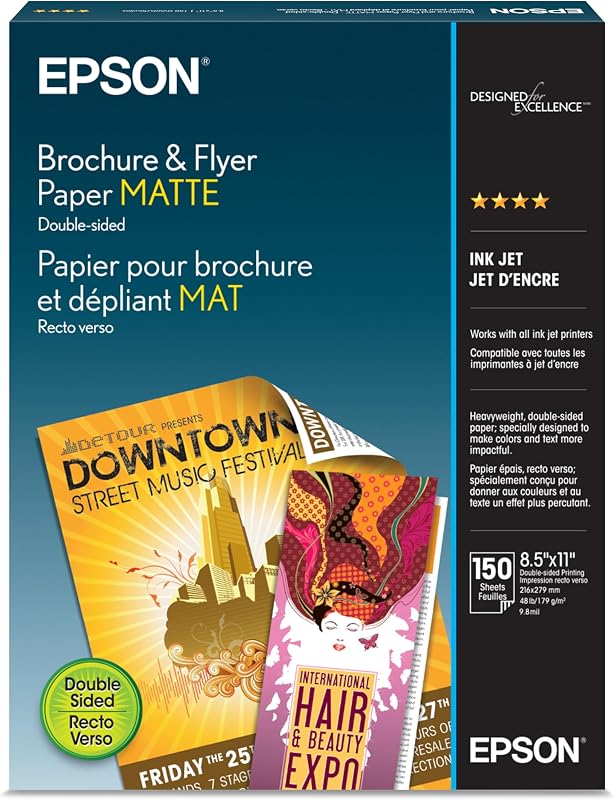 Papel para folletos y volantes Epson mate de doble cara (S042384) 8,5" x 11"