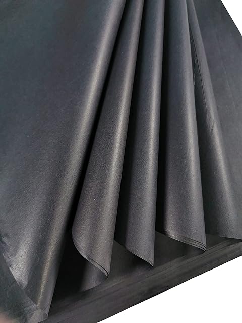 Black Tissue Paper 25 Large Sheets, Acid Free Art Paper, Perfect for Gift Wrap, Storage, Packing, Art & Craft Bulk Pack Archiving Shredding 70 x 50cm Sheet Size