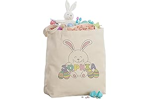 Easter Bunny Personalized Canvas Tote Bag - Embroidered with Any Name