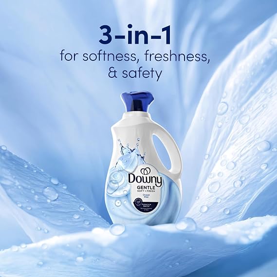 Downy Gentle Soft + Fresh Fabric Softener Liquid, Ocean Mist Scent, 56 FL OZ, 83 loads, Liquid Fabric Softener Designed to be Gentle on Skin