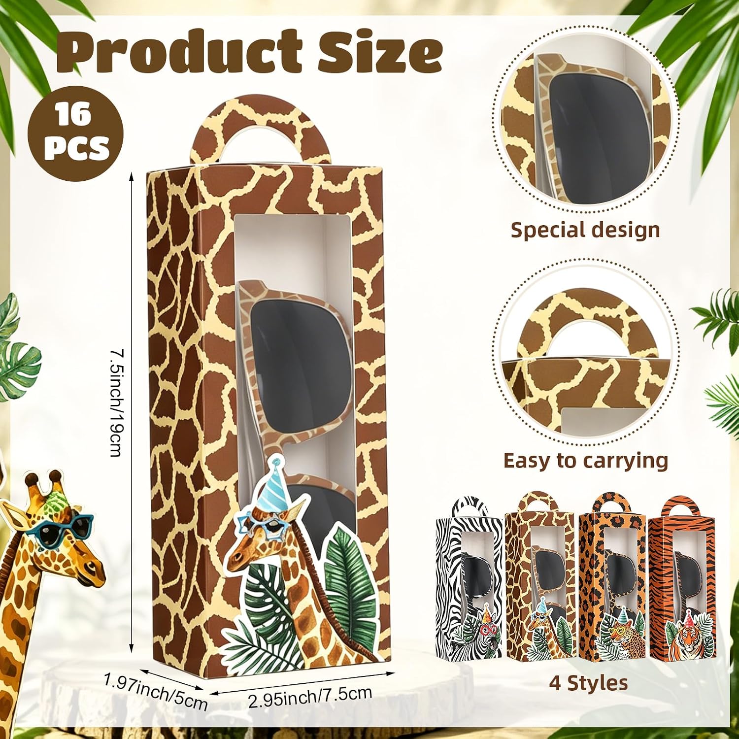 Tellegloww 32 Pcs Animal Print Party Favor, Jungle Theme image 2