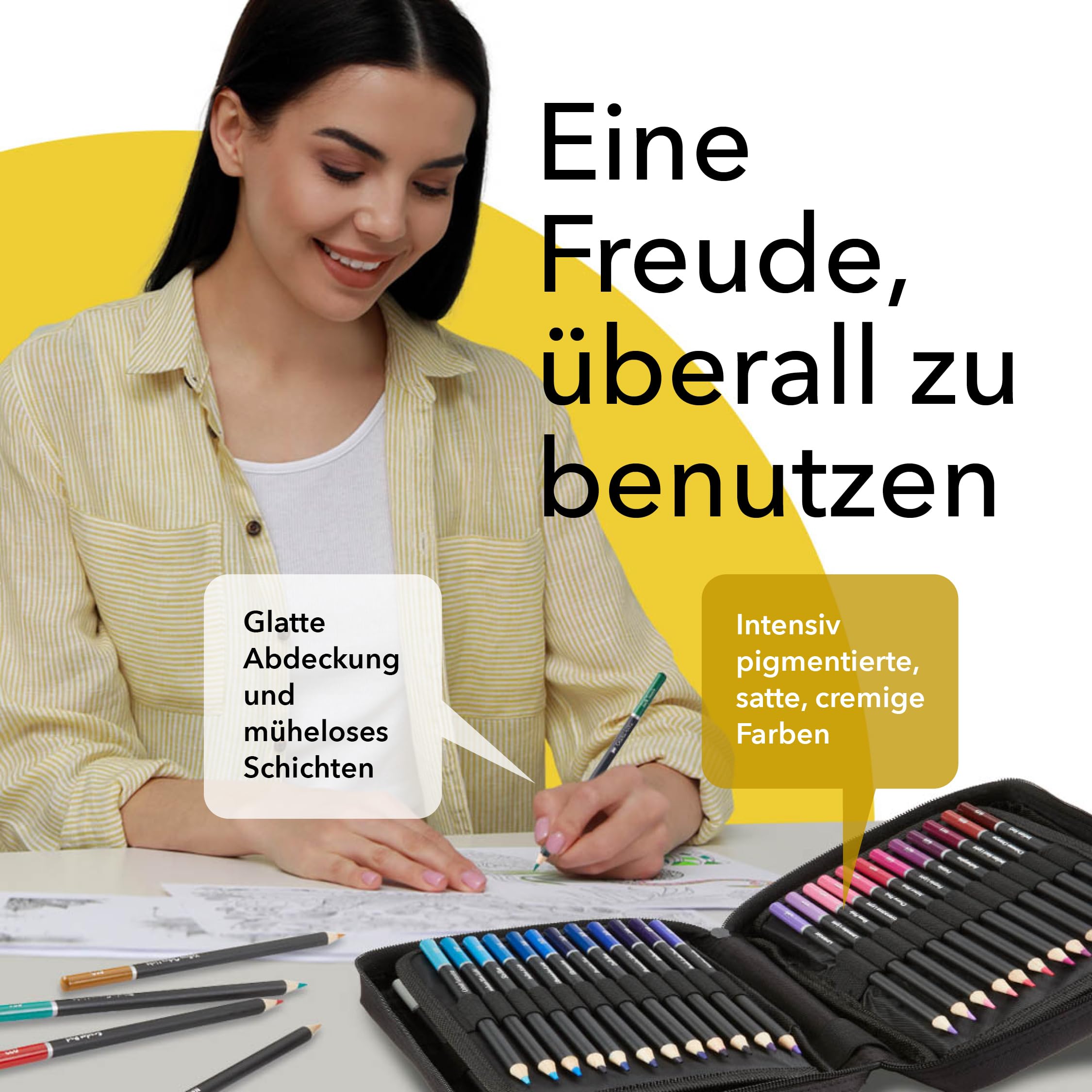 Castle Art Supplies 72 Buntstifte Set | Hochwertige Farbminen mit weichem Kern für erfahrene Künstler, Profi- und Farbkünstler | In übersichtlichem, robustem Reißverschlussetui