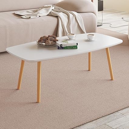 HOME CUBE Center Table for Living Room Coffee Table Tea Table End Table for Decorative Item Engineered Wood Top (110x60x40 CM) CF-024 White