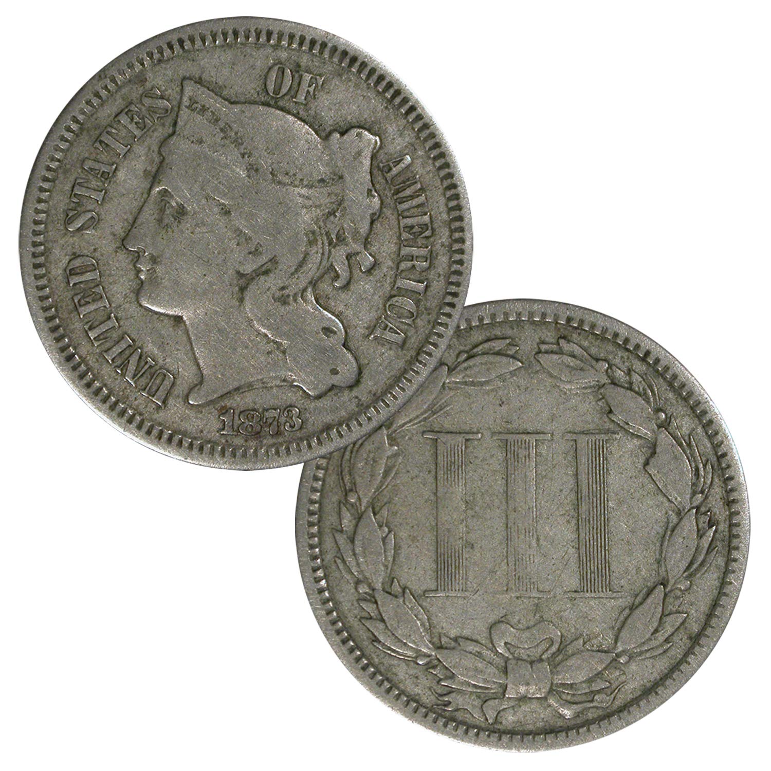 1865-1889 P 3 Cent Nickel Mixed Dates Three Cent Very Good Thumbnail