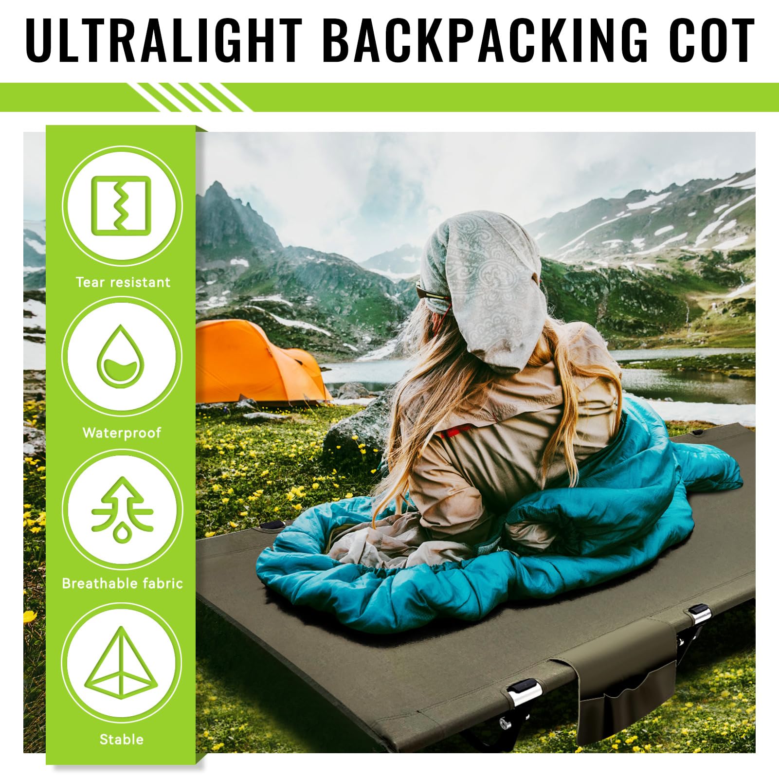 Lit De Camping Ultraléger Cobra I – Installation 60s – Supporte 150 Kg – Noir