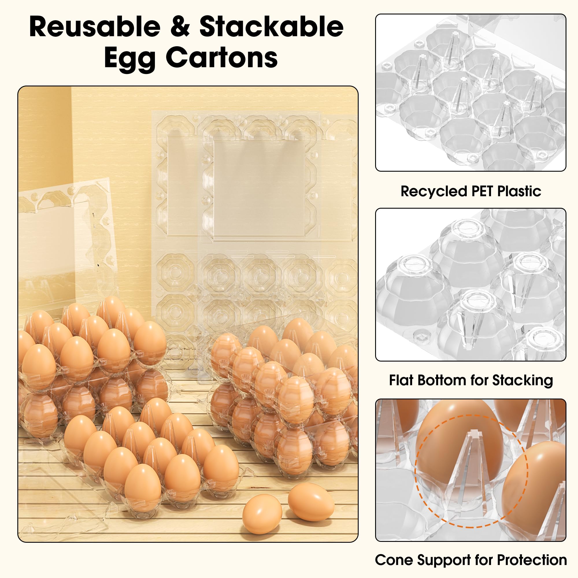 400 Pcs Plastic Egg Cartons Clear Egg Cartons Bulk Blank Tray For Chicken Farm B